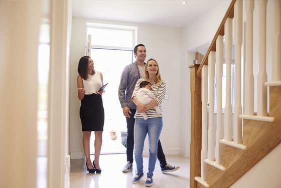 a family visiting a new home