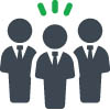 This is a green and gray icon representing deposit reports. It is three male figures. 