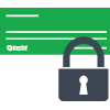 This is a gray and green icon representing positive pay. It is a green check and a gray lock. 