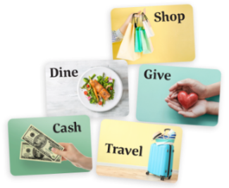 shop, dine, give, cash, travel mini rewards