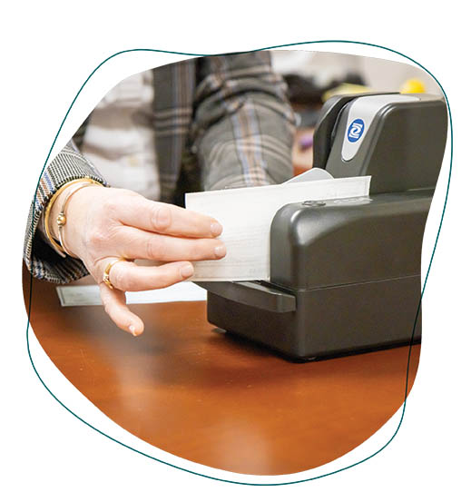 This is an image of our remote deposit scanning machine embedded in a free form element.