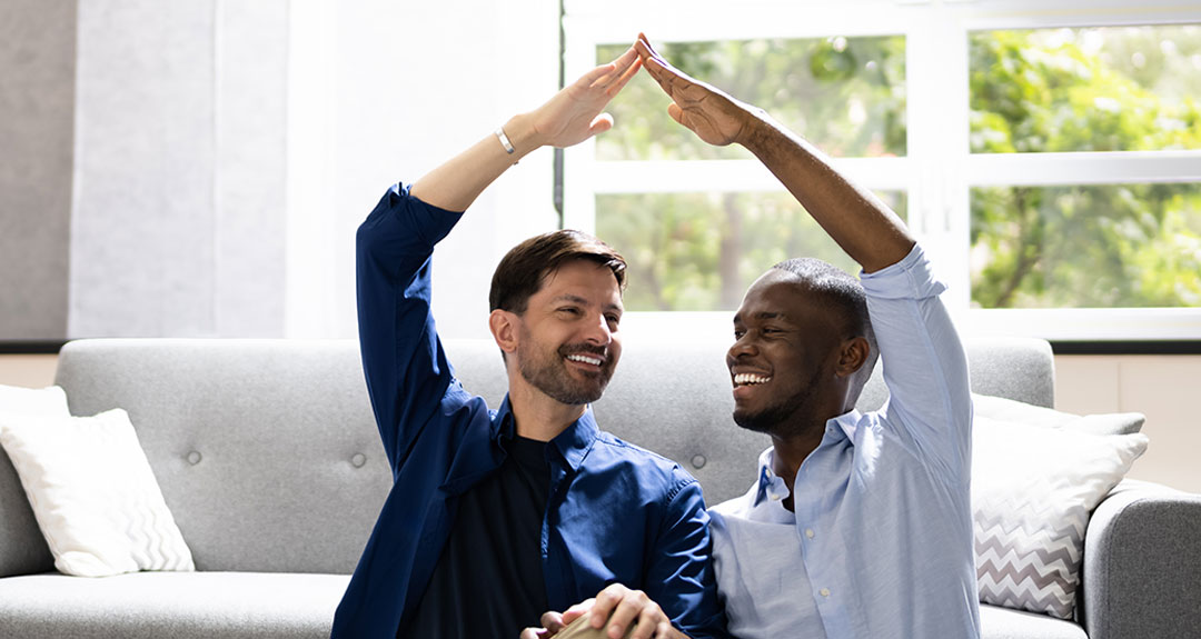 a couple celebrating their new house