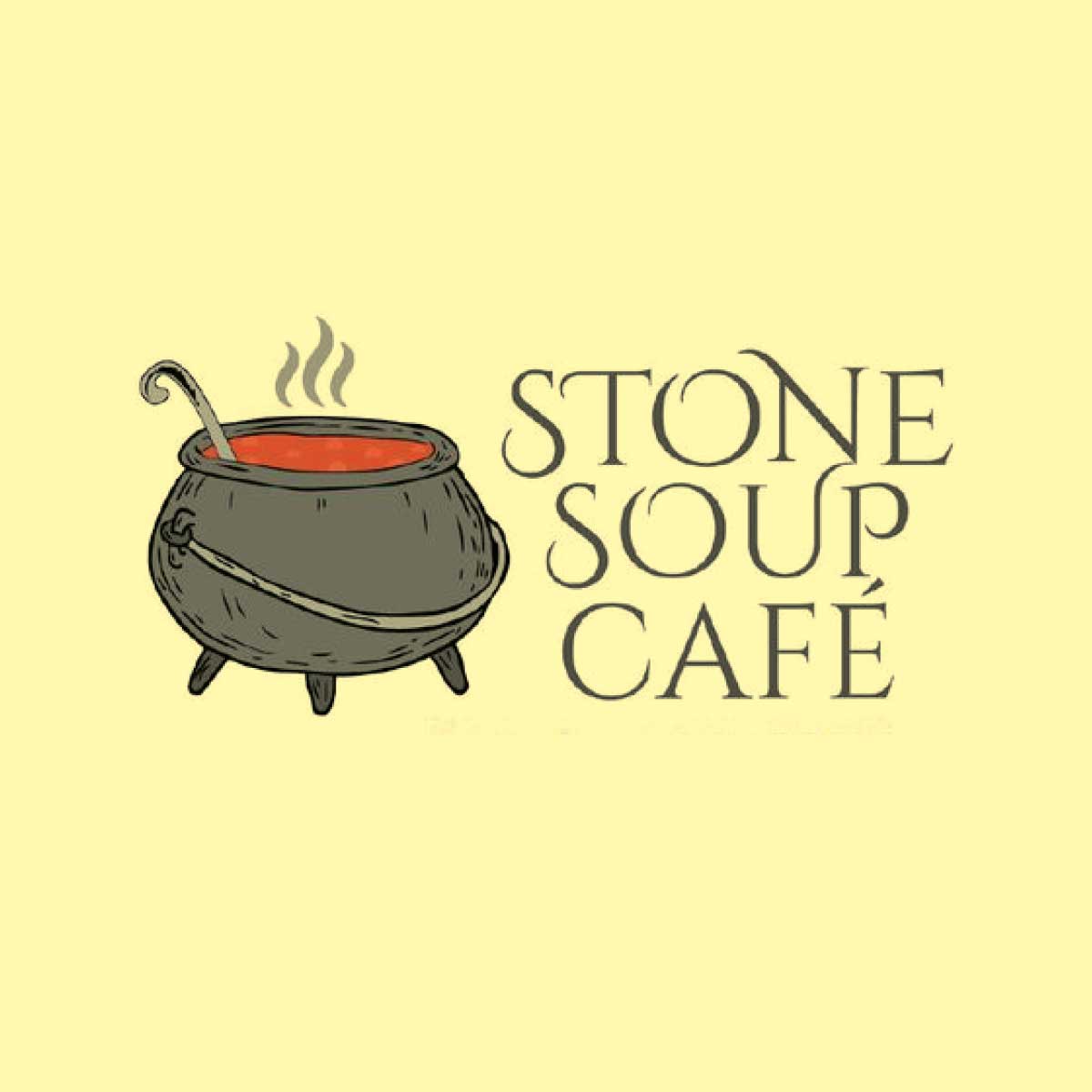 Stone Soup Cafe logo with a cast iron soup pot